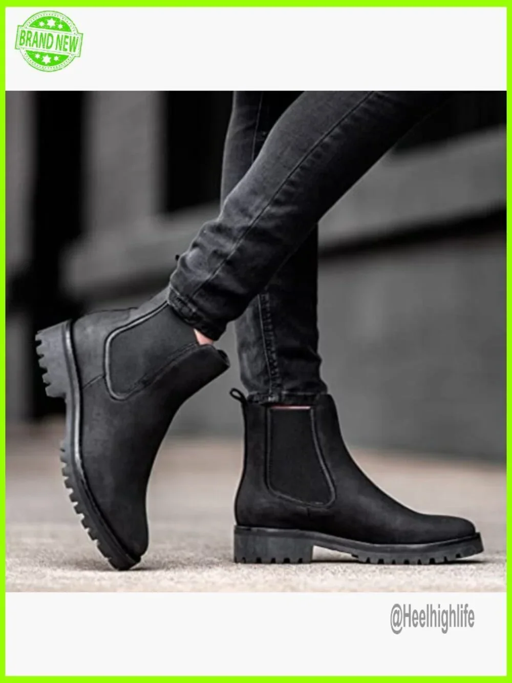 Women's Rugged Chelsea Boots, Leather Ankle Booties, Slip-On Work Boots